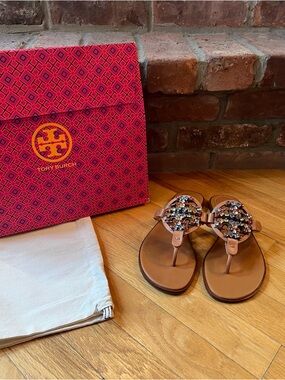 Tory Burch Multicolor Crystal Miller Leather Sandals